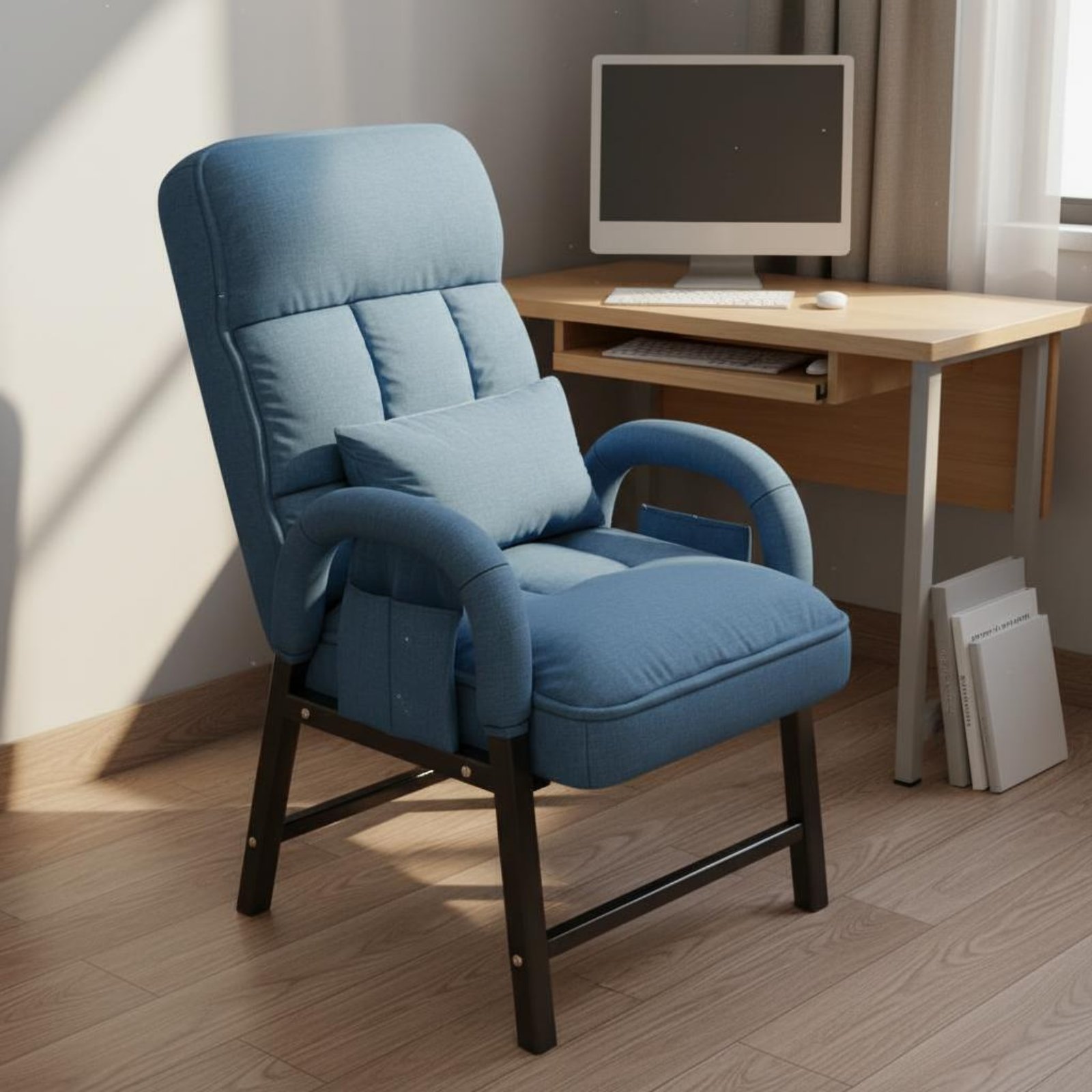 Office Furniture - Высокое кресло-реклайнер с регулируемой спинкой, текстильное,