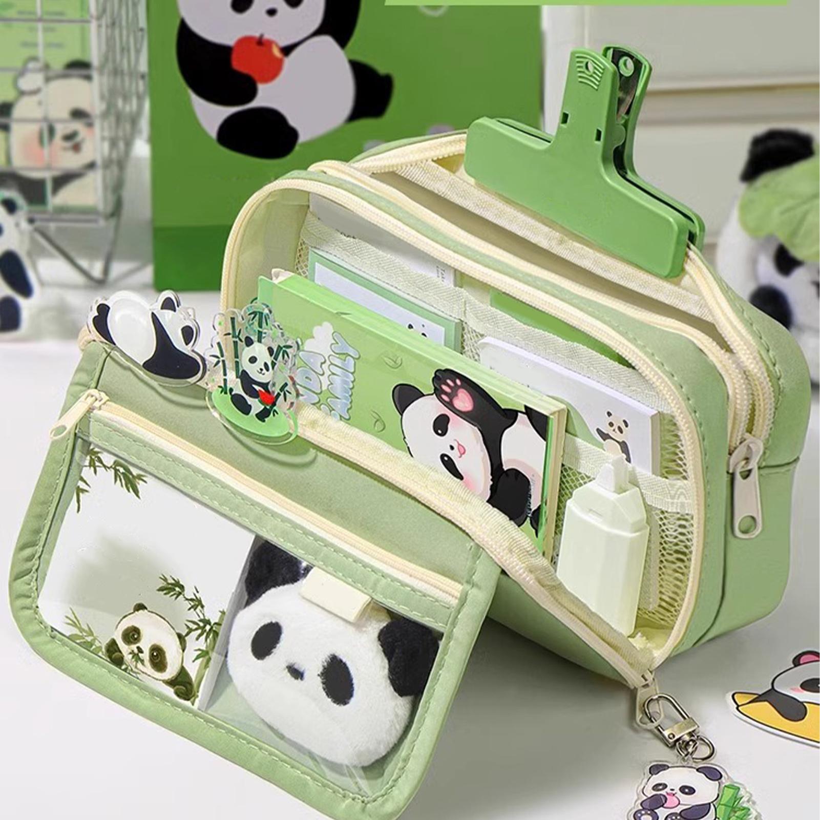 Aesthetic Large Pencil Case Pouch - Эстетичный пенал с пандой, вместительный пенал