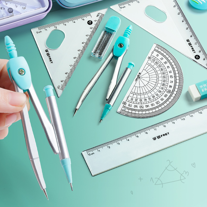Math Geometry Set With Compass - 7 шт., набор компасов из нержавеющей