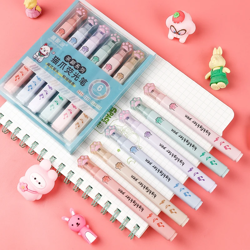 Pastel Highlighter Set Double Ended - Kawaii кошачий коготь пастельные цветные маркеры