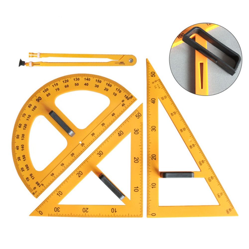 Math Geometry Set With Compass - Прочный большой треугольный линейный угольник, набор