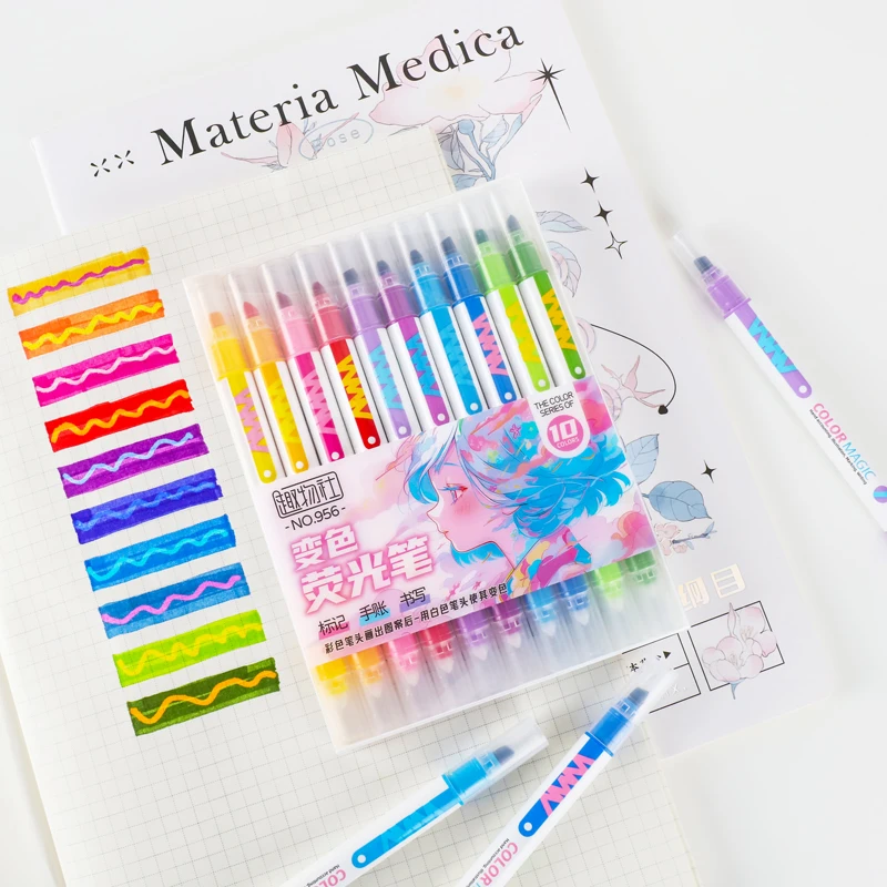 10 шт. двусторонний волшебный  – обзор и цена Pastel Highlighter Set Double Ended