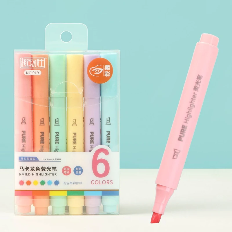 6 шт. пастельные маркеры-набор – обзор и цена Pastel Highlighter Set Double Ended