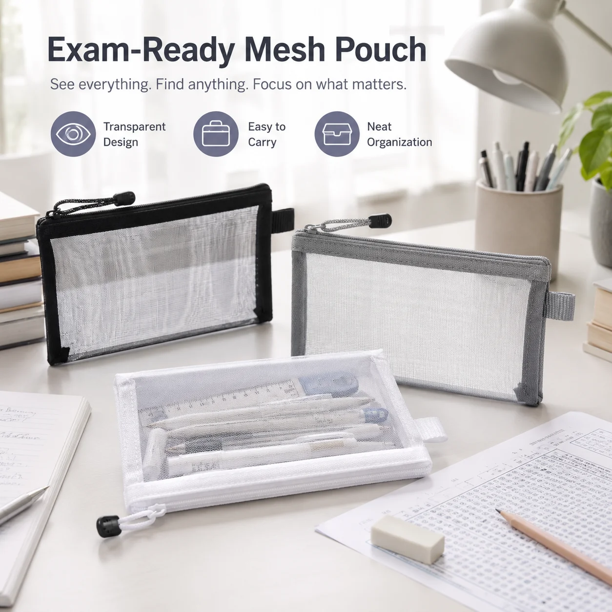 Прозрачный сетчатый пенал, про – обзор и цена Clear Mesh Pencil Pouch For Exam
